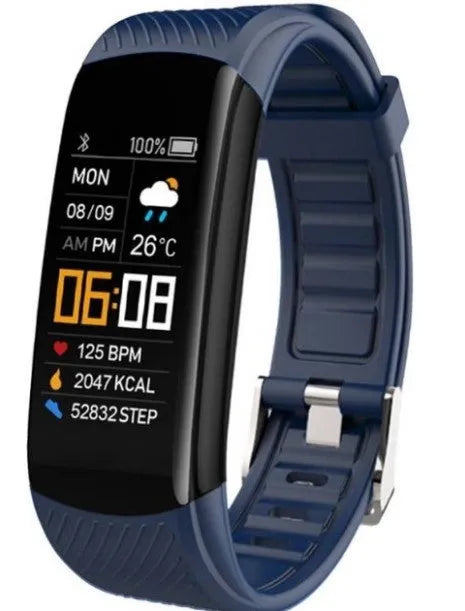 Adult sports silicone pedometer bracelet in various colours with 0.96-inch screen for step counting and sleep monitoring