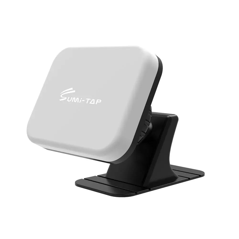 Magnetic car phone holder with nylon base and silicone surface, available in black, blue, or grey.