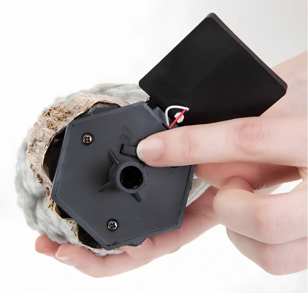 Brown solar owl garden light measuring 45cm height with solar panel on top for outdoor LED illumination