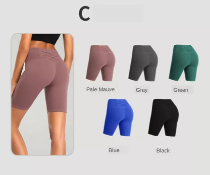 Women's nylon fitness shorts in various colors for workouts and active wear