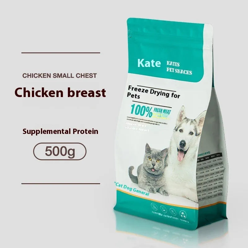 500g chicken freeze-dried cat snacks in bag or barrel packaging options