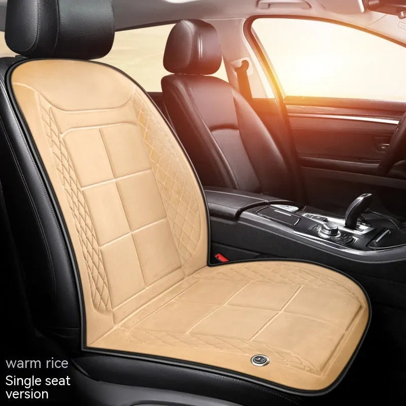 Auto heating cushion for car seats with cotton filler in beige, black, and coffee colour options