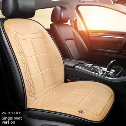 Auto heating cushion for car seats with cotton filler in beige, black, and coffee colour options