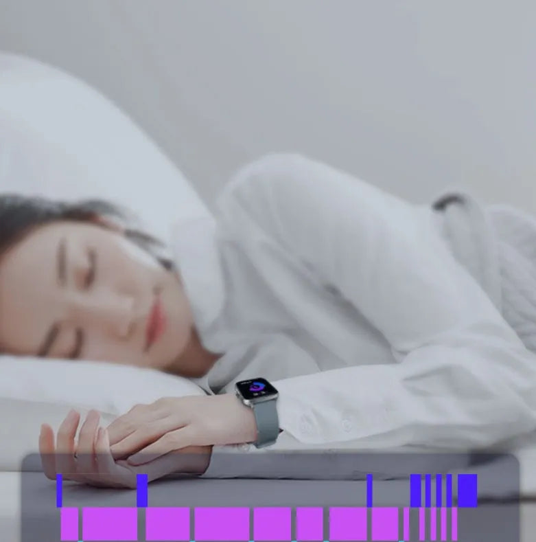 Smart watch with 1.7-inch HD colour touch screen on wrist, showing heart rate data and Bluetooth call interface