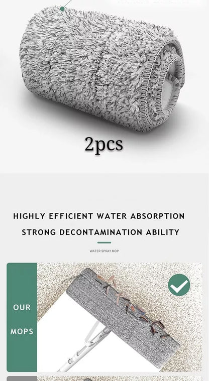 Spray Flat Mop with no hand wash feature and stainless steel bar for efficient cleaning