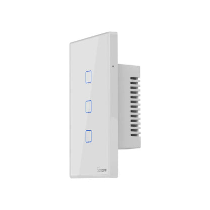 Smart wall switch with tempered glass panel, touch control, 220-250V 10A, 120mm mounting hole distance