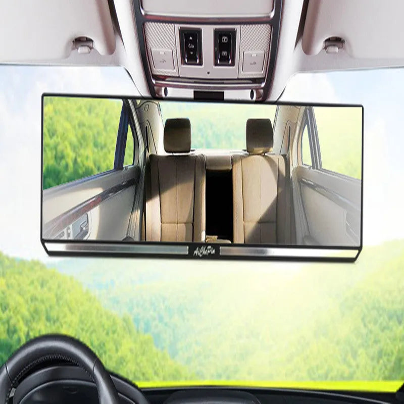 White car interior rearview mirror with high definition glass lens and ABS cover, 305 x 80mm