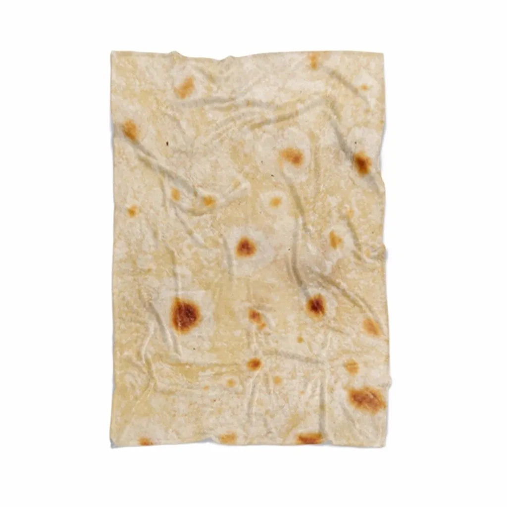 Round burrito tortilla wrap blanket with printed design in soft flannel microfiber material
