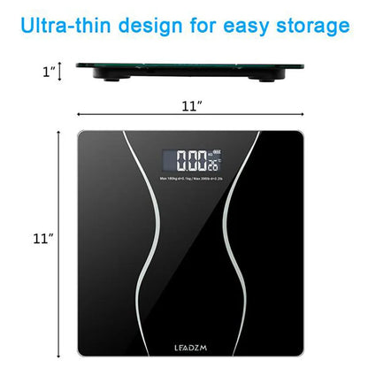 Black electronic household scale with digital display for weight measurement up to 180kg