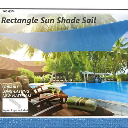 Blue curved square UV protection shade sail measuring 3m by 4m