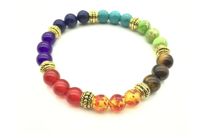 Natural Stone Colorful Bracelet with 8mm beads and 19cm inner circumference