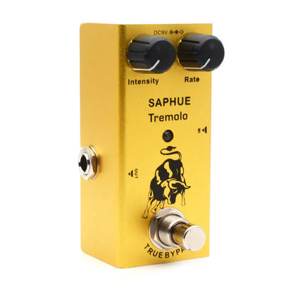 SAPHUE mini electric guitar effects pedal with aluminium alloy casing, true bypass, 1/4 inch jacks and 9V DC power