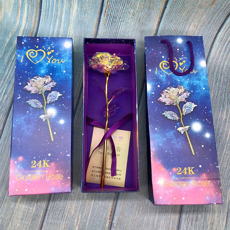 Handmade 24K gold rose flower set in elegant gift box