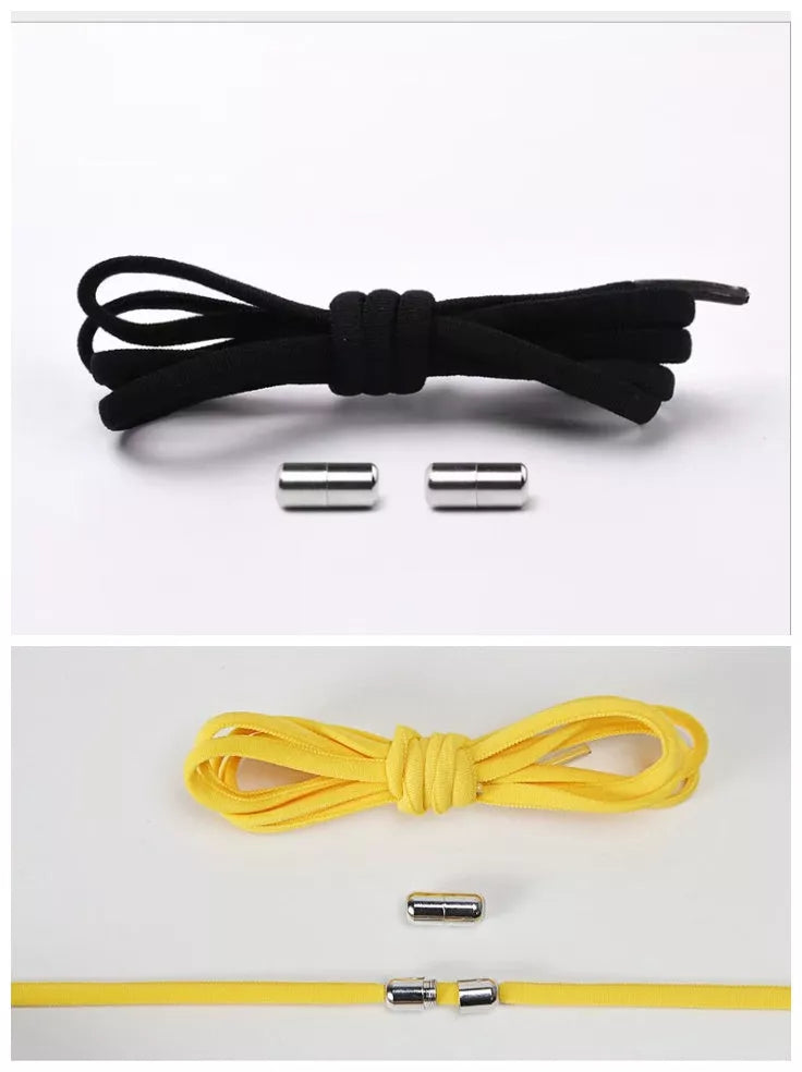 Lazy Laces shoe laces with metal buckles in various colors for a secure fit