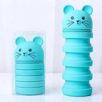 Retractable silicone pen holder in five colors, waterproof and holds 30 pencils