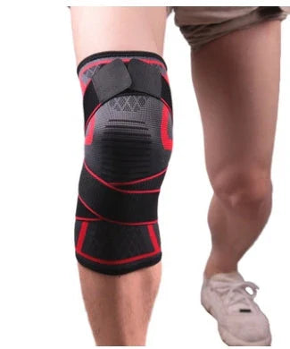 Durable sports knee brace with premium materials, 3D weaving technology, and customizable pressure belt design for active lifestyles