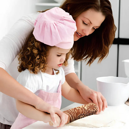 35cm wooden Christmas gift printing rolling pin with engraved festive cookie designs