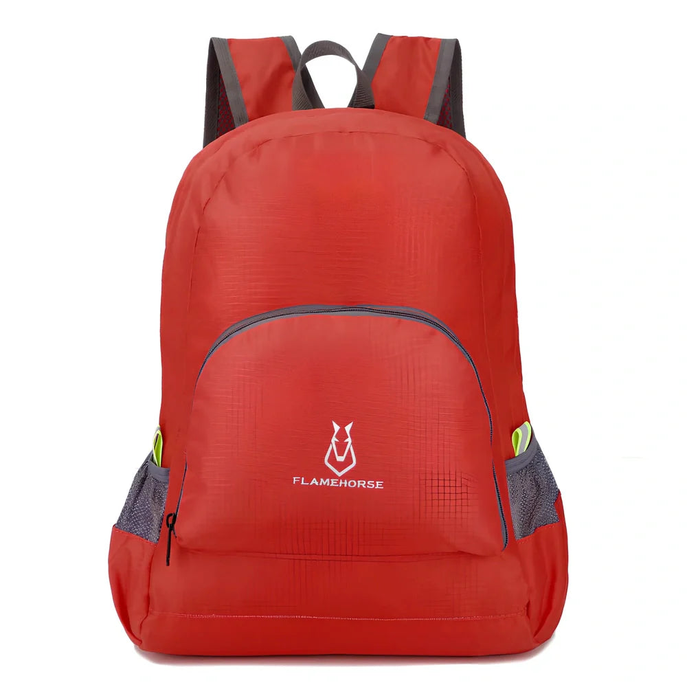 Outdoor folding double backpack in waterproof nylon with 22L capacity measuring 32x40x15cm