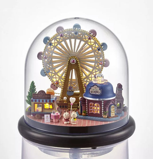 Wooden Ferris wheel building block toy with transparent cover for children's skill development