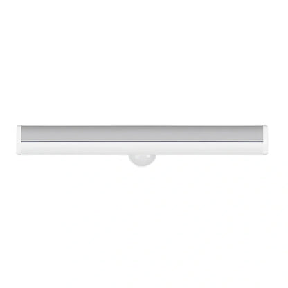 LED strip light with motion sensor in black finish, 30cm length with warm white illumination
