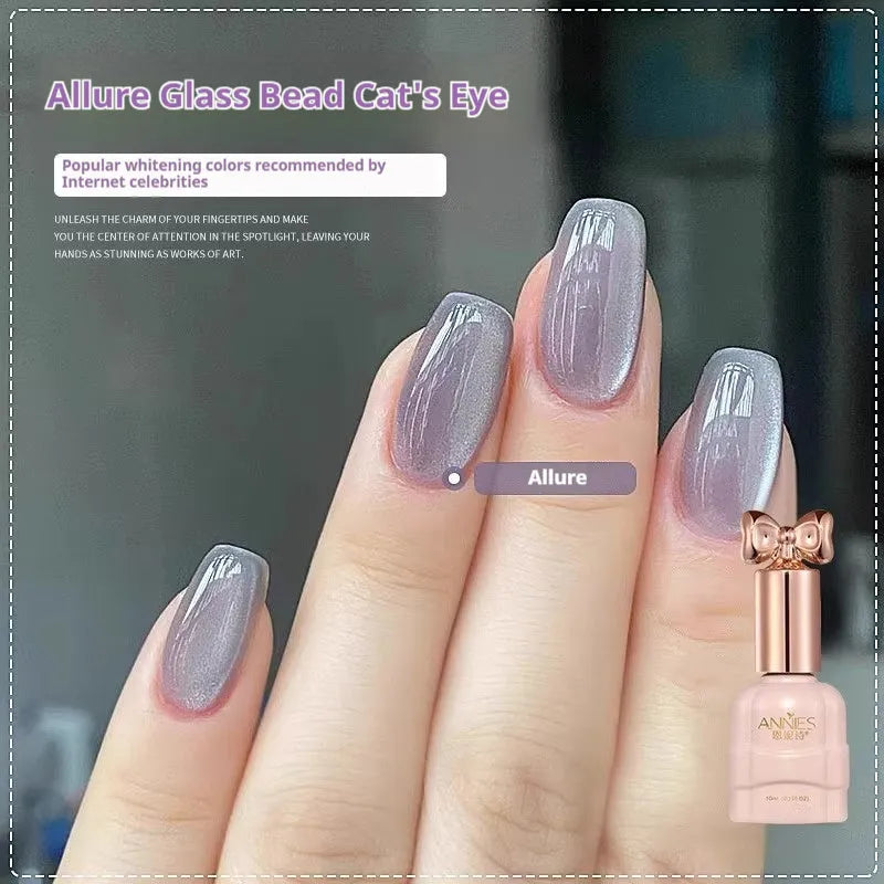 Bottle of micro glass bead cat's eye gel nail polish for magnetic nail art.