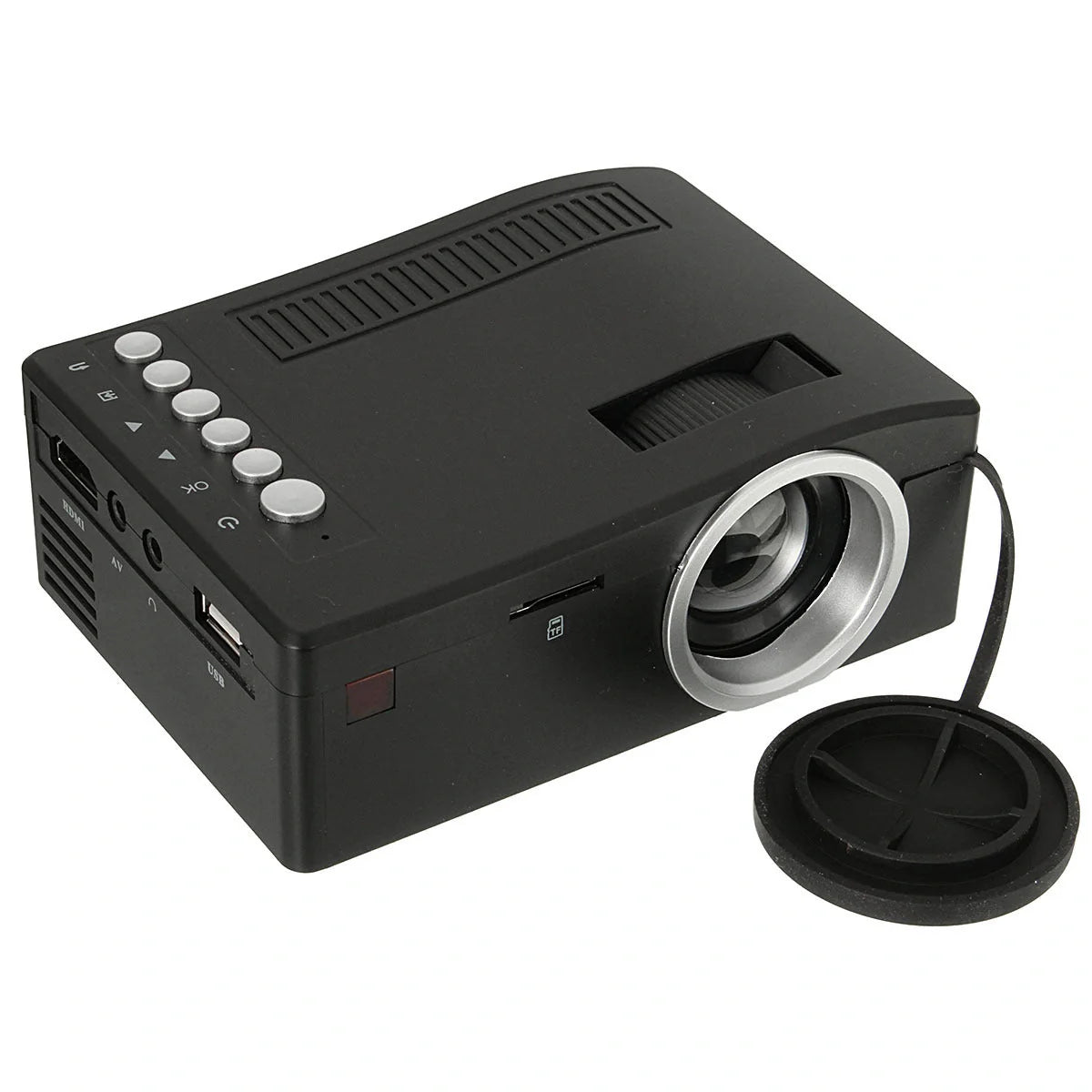 Compact portable LED projector with multimedia support and 48 lumens brightness