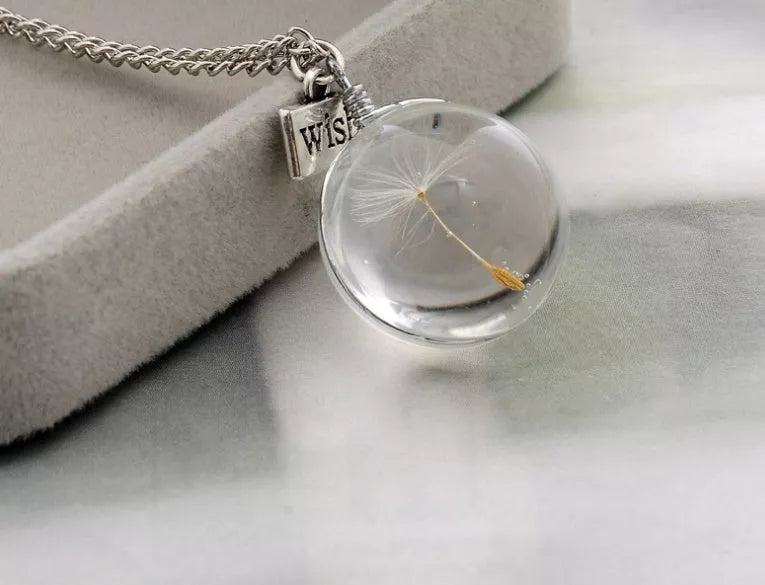 Geometric dandelion pendant necklace with 60cm chain, lightweight and durable