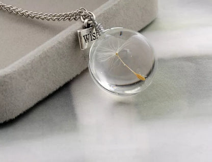Geometric dandelion pendant necklace with 60cm chain, lightweight and durable