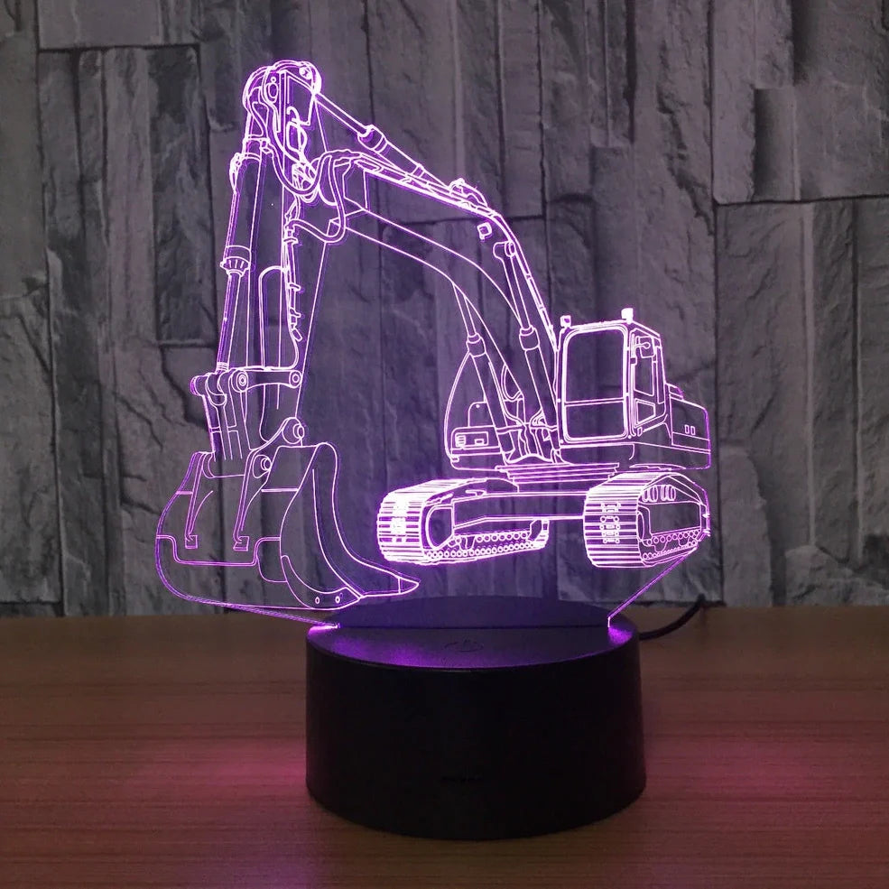 3D night light with touch control showing seven colour options on acrylic panel with ABS base