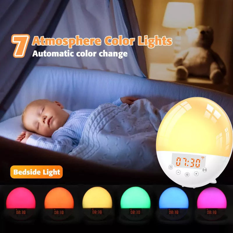 WiFi Voice Control Smart Alarm Clock with Sunrise Wake-up Light and LED Mood Lighting