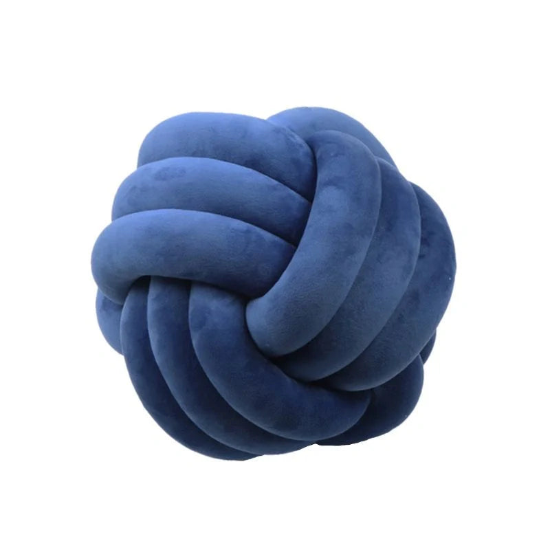 Knotted Plush Ball Design Round Throw Pillow in various colors and sizes