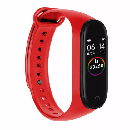Smart bracelet with color screen displaying heart rate and fitness metrics