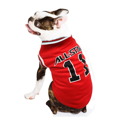 Stylish cotton dog vest for spring and summer in black and red colors