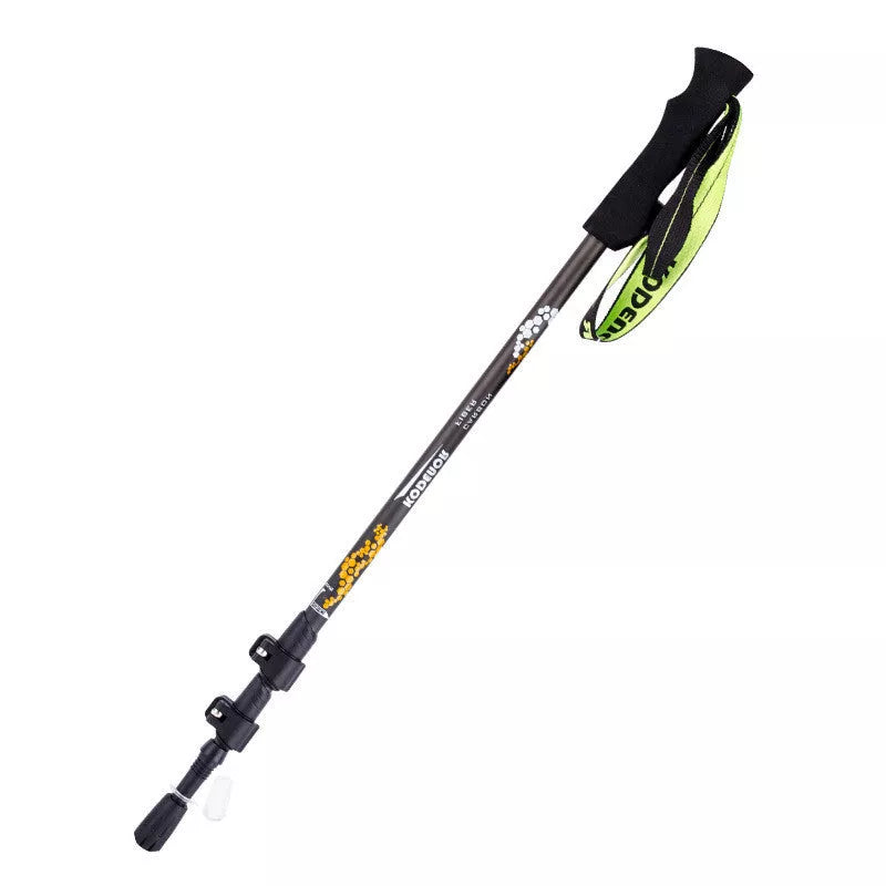 Carbon fiber telescopic trekking pole with outer lock, adjustable length for hiking