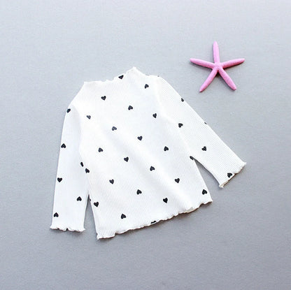 Children's long-sleeved cotton T-shirt in beige, pink, black, white or yellow with size options from 90cm to 130cm