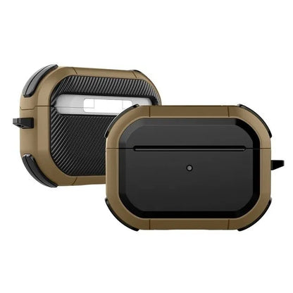 Black TPU and PC protective shell case for Apple AirPods 1, 2, and AirPods Pro charging case