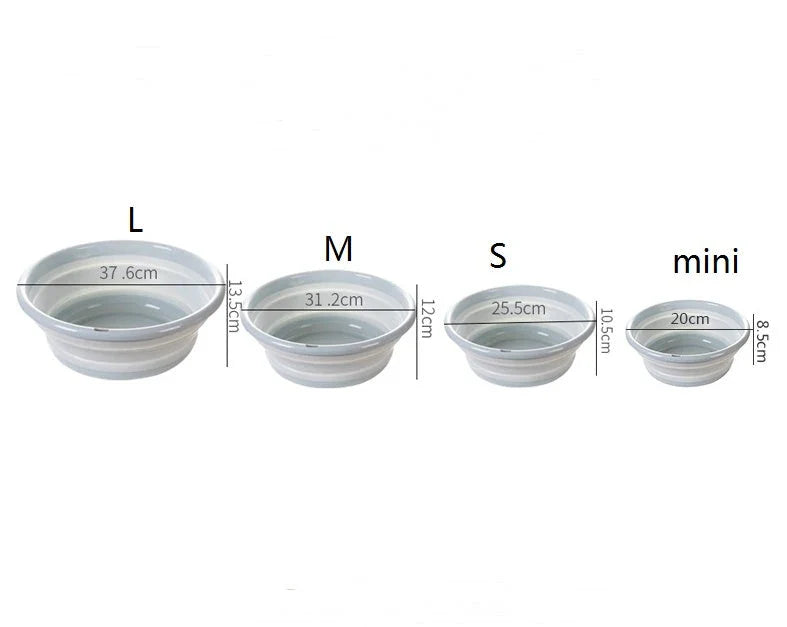 Collapsible outdoor laundry basin made of durable PP and TPR materials, available in various colors and sizes