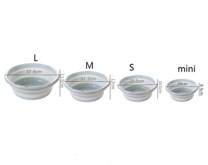 Collapsible outdoor laundry basin made of durable PP and TPR materials, available in various colors and sizes