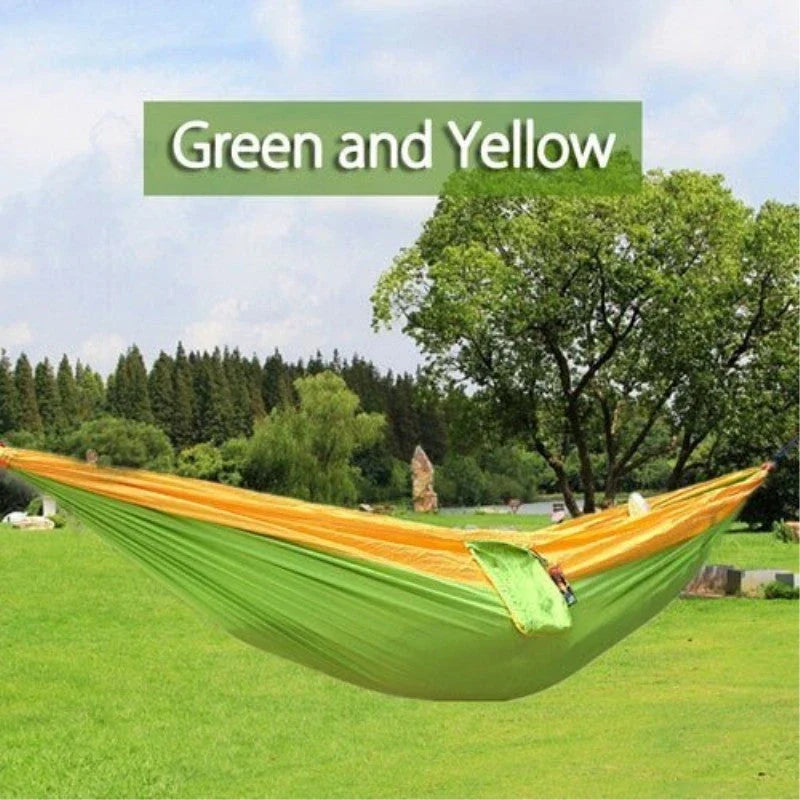 Durable and lightweight parachute hammock in various outdoor-friendly color options