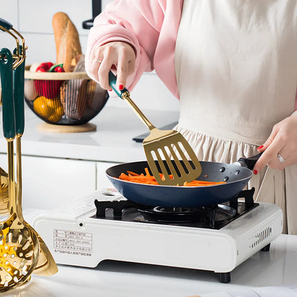 16-piece porcelain dinnerware set with stainless steel cutlery in blue and green options