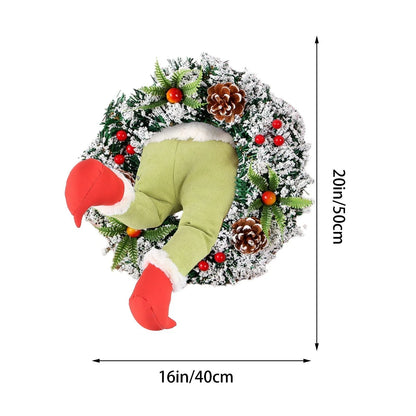 Christmas Thief Burlap Wreath with Santa Legs for door and wall decoration