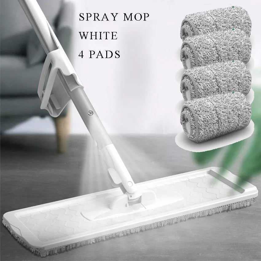 Spray Flat Mop with no hand wash feature and stainless steel bar for efficient cleaning