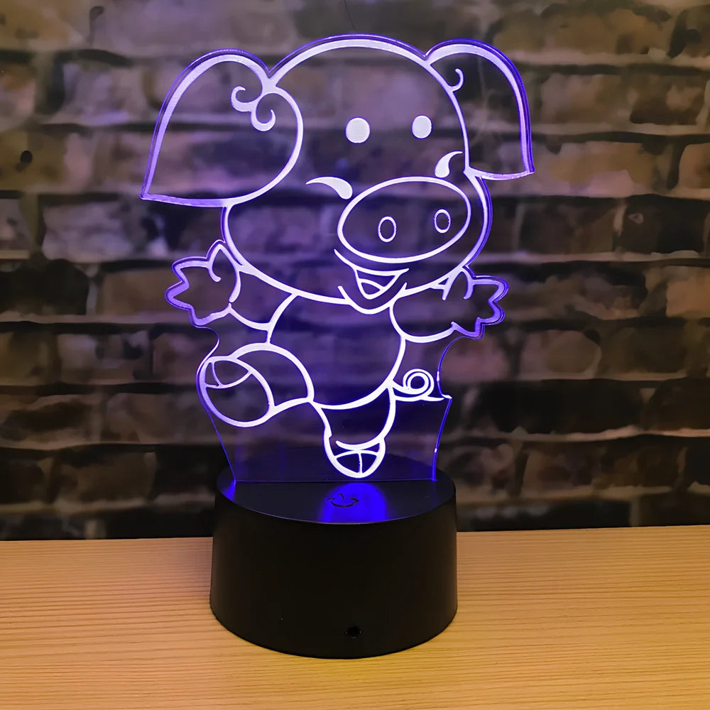 Zodiac LED night light with touch control showing dragon design and seven colour illumination options