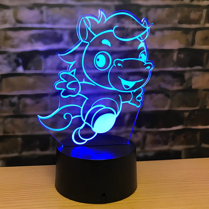Zodiac LED night light with touch control showing dragon design and seven colour illumination options