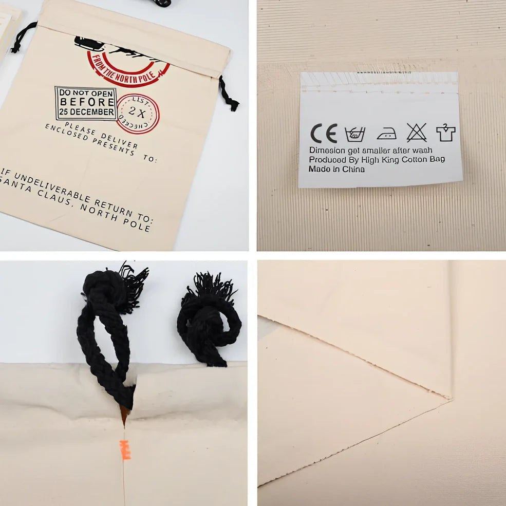 Christmas gift bag measuring 50cm by 70cm with reinforced handles in six colour styles