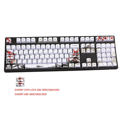 PBT Wangjiang Plum blossom mechanical keyboard keycap set with 109 keys at OEM height