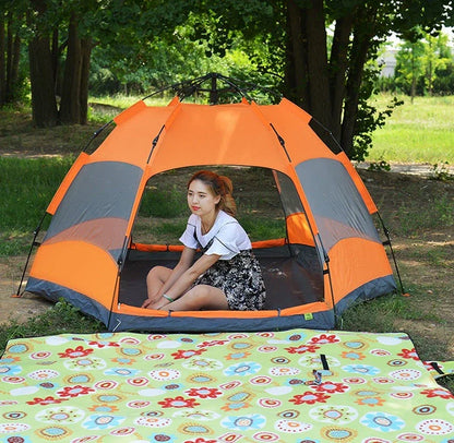 Automatic Hexagonal Tent for group camping with double-layer protection