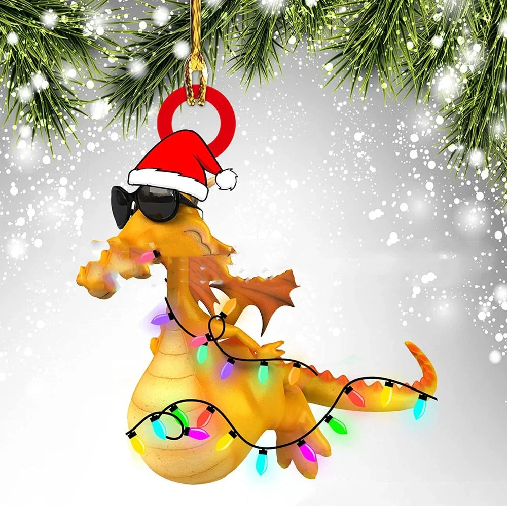 8cm dragon egg Christmas pendant decoration with dinosaur theme and acrylic construction