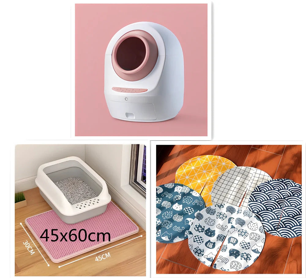 Electric smart cat litter box with WiFi connectivity in blue colour with enclosed design