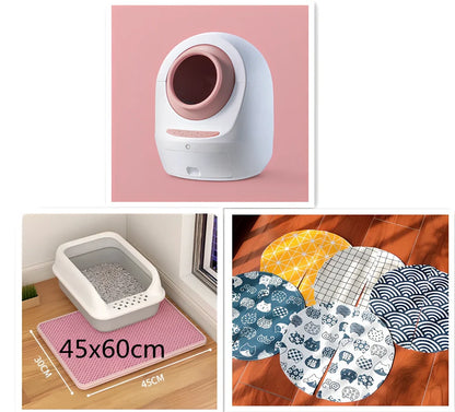 Electric smart cat litter box with WiFi connectivity in blue colour with enclosed design